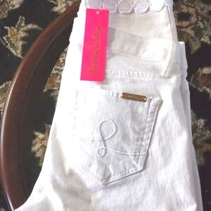 Lilly Pulitzer designer white jeans.